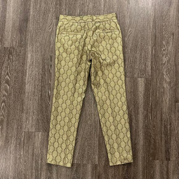 Stella McCartney Gold Metallic Jacquard Brocade Trousers Small High Rise Pants - Picture 3 of 16